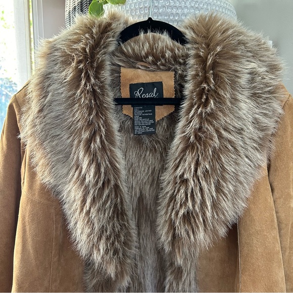 Gorgeous 100% Genuine Leather Faux Fur Penny Lane Long Jacket Coat Size Large - Picture 3 of 16